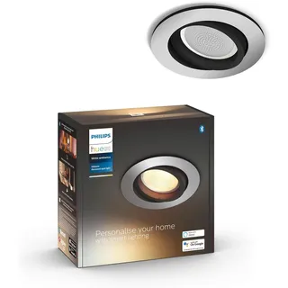 Philips Hue White Ambiance Einbauspot Milliskin 250lm, rund, aluminium, dimmbar, alle Weißschattierungen, steuerbar via App, kompatibel mit Amazon Alexa (Echo, Echo Dot)