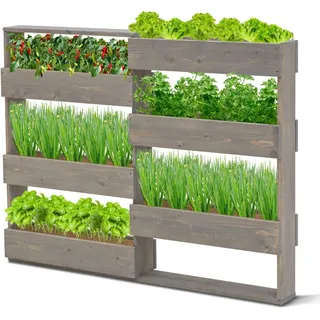 Coemo Vertikalbeet Riga aus Holz 7 Pflanzkästen