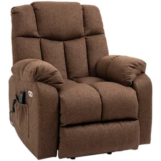 Homcom Fernsehsessel mit Aufstehhilfe Polyester 95 x 107 x 92 cm Braun elektrisch mit Fernbedienung