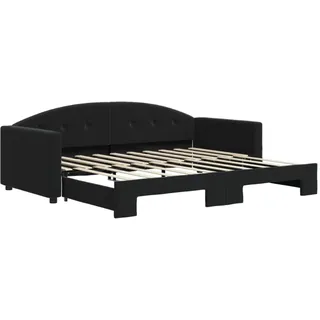 vidaXL Tagesbett Ausziehbar Schwarz 90x190 cm Samt