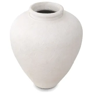Casa Padrino Luxus Tonvase Matt Weiß Ø 64 x H. 83 cm - Handgefertigte Runde Deko Vase - Wohnzimmer Deko - Garten Deko - Deko Accessoires