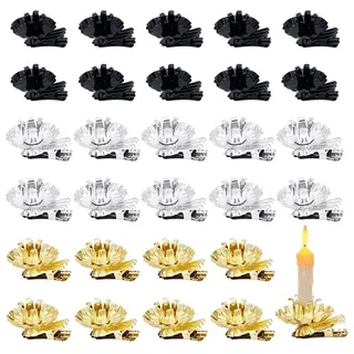 Inovra - Kerzenclips, 36 Stück - Kerzenhalter für Weihnachtsbäume - Clip-Design - Hochwertiges Eisen - 2 Größen für 5 mm/15 mm Kerzen - Silbe... - Silber/Gold/Schwarz