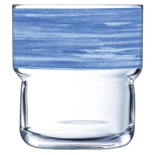 12x Arcoroc Stapelbecher 0,22 l aus gehärtetem Glas Form BRUSH LOG Blue / Blau von Arcoroc