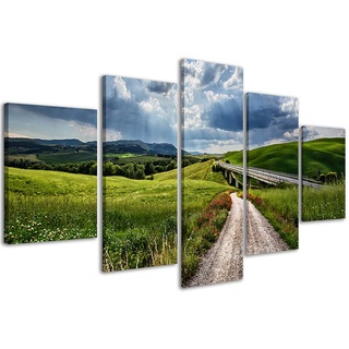 Bild auf Leinwand Landschaft Toscana 150 Moderne Bilder in 5 Paneelen fertig gerahmt Appeso, 200 x 90 cm