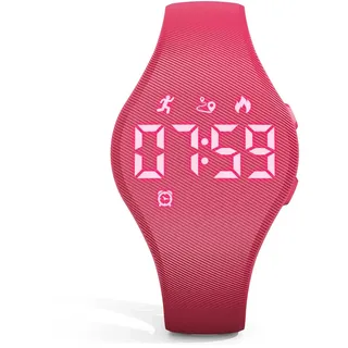Focwony Digitale Fitness-Tracker-Uhr für Kinder mit LED-Anzeige, für 5–15 Jahre, wasserdichte Armbanduhr ohne App, mit Schrittzähler, Wecker, für Kinder, Jungen, Mädchen, Teenager (Rot)