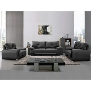 Beautysofa Big-Sofa Polstergarnitur Omega Set 3+2+1 Sofa Wohnzimmer Sofagarnitur, modernes Sofaset für Wohnzimmer, Kunstleder Couchgarnitur im modernen Design schwarz