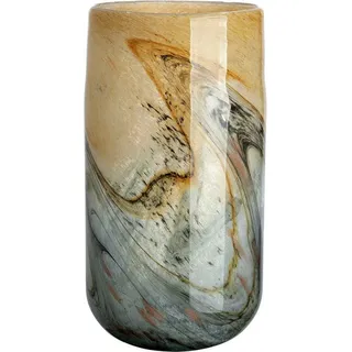 GILDE Tischvase Vida, mit Farbverlauf (1 St), dekorative Vase aus Glas, Blumenvase blau|braun Ø 18 cm x 35,5 cm