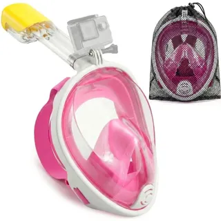 Schnorchelmaske 180° Grad Sicht Vollgesichtsmaske Tauchmaske mit Aktion Kamera-Halterung S/M Rosa - Rosa