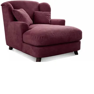 Cavadore XXL-Sessel Assado / Großer Polstersessel mit Holzfüßen und großer Sitzfläche / Inkl. 2 Zierkissen / 109 x 104 x 145 / Webstoff Weinrot
