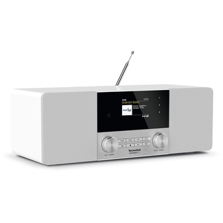 TechniSat DIGITRADIO 4 C - Stereo Digital-Radio (DAB+, UKW, Farbdisplay, Bluetooth-Audiostreaming, Kopfhöreranschluss, AUX-Eingang, Radiowecker, OLED Display, 20 Watt RMS, Elac Lautsprecher) weiß
