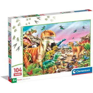 Clementoni Dinosaurier Kinder Puzzle 104 Teile - Dinosaurier Puzzle 37,9 x 26,9 cm für Kinder ab 6 Jahre - Geschicklichkeitsspiel von Clementoni 25779