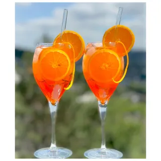 Topkapi Aperol Spritz Gläser Set Stella XL | 6 Wein Kelche ~445ml | schönes Set mit 6 Trinkhalmen aus Glas, Ideal für Hugo, Limoncello Spritz, Campari, Lillet & Aperitif – Zuhause & Gastronomie