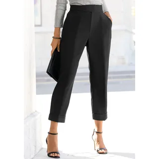 Schlupfhose LASCANA Gr. 36, N-Gr, schwarz Damen Hosen Strandhosen mit gekrempeltem Hosensaum, elegante Anzughose, Business-Look