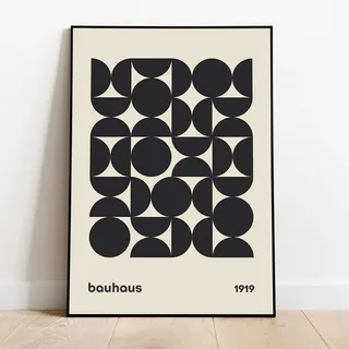 Bauhaus abstrakte Illustration Leinwand Malerei Mid Century Druck Vintage Ausstellung Poster schwarz Wand Kunst Bilder Home Decor (Color : A, Size : 60X90cm No Frame)