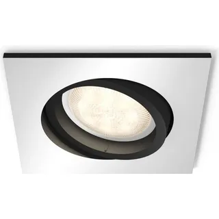 Philips Hue White ambience Milliskin eckiger Einbauspot silber Erweiterung, Intelligenter Einbaustrahler, Bluetooth/Zigbee, Aluminium, LED, Synthet... - Silber
