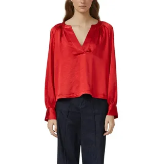 s.Oliver Bluse aus Satin mit tiefem V-Ausschnitt rot 36