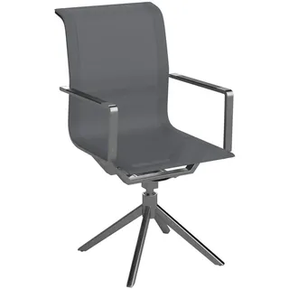 Amatio Gartenstuhl, Edelstahl, Hellgrau, Metall, Kunststoff, Textil, Drehkreuz, 54x95x65 cm, Sitzfläche 360° drehbar, Gartenmöbel, Gartenstühle, Gartenstühle