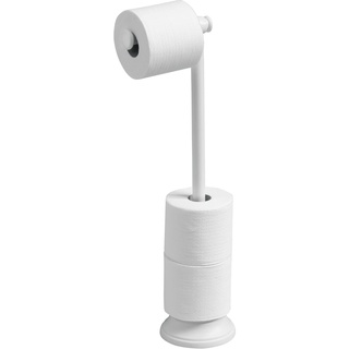 mDesign Toilettenpapierhalter ohne Bohren - Klorollenhalter fürs Badezimmer - Farbe: Weiß - Papierrollenhalter freistehend