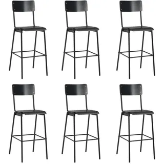 vidaXL Barhocker 6 Stk. Schwarz