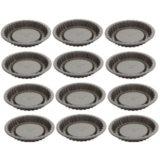 12 x Backform für kleine Obsttorten Wellenrand °12cm 0,16L Stahlblech Antihaft
