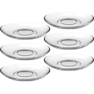 LEONARDO Napoli Untertassen 6er Set, spülmaschinengeeignete Glas-Unterteller für Napoli Kaffee- und Latte Macchiato-Gläser 6er Set Ø 14 cm, 024204