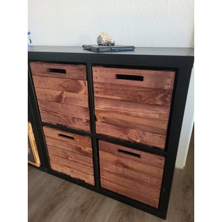 Kistenkolli Altes Land Allzweckkiste 4er set Holzkiste Holzbox Vintage Ocker passend für Ikea Kallax und (Spar-Set) braun