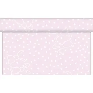 sovie HOME Tischläufer Rabbits in Rosa aus Linclass® Airlaid 40 cm x 4,80 m, 1 Stück - Ostern Punkte Hase