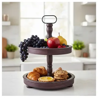 Melko Etagere Servierplatte Etagere 2 Stöckig aus Holz Servierständer Standetagere, (Stück, Stück), Massivholz braun