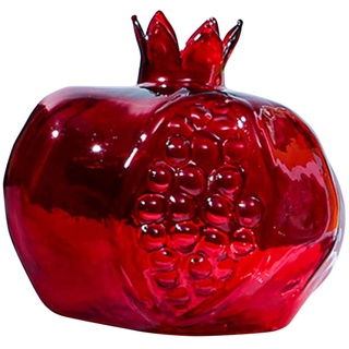 RUNROTOO Vase Granatapfel-Glasvase Keramik-Blumentöpfe Kristall-Blumenvase Rote Make-Up-Pinsel-Vase Für Tisch Vase Für Schreibtisch Künstliche Granatapfel-Vase Roter Blumentopf Aus