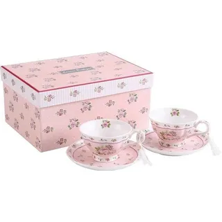 Famanu Kaffeetassen-Set Vintage Flora Rosa Lavendel - 2 Stück