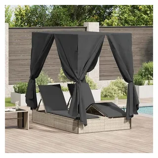 vidaXL Doppelte Sonnenliege mit Dach 205 x 129 x 200 cm Hellgrau