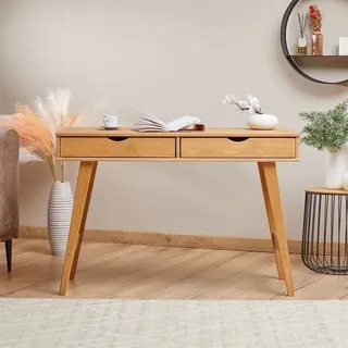 Idimex Schreibtisch Milo mit 2 Schubkasten, Massivholz, Eiche farben stabil und langlebig, ideal für Home-Office, Schubladen für Stauraum