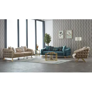 aea Couch Polyester 3-Sitzer Beige