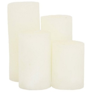 B&S Stumpenkerze Kerzen Frost 4er Set pure white weiß