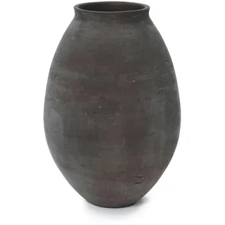 Hometopia Vase, Dunkelbraun, Naturmaterialien, Beton Optik, Rund, 40 cm, Dekoration, Vasen, Keramikvasen