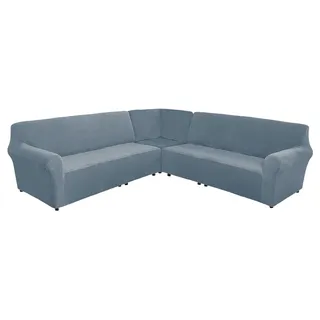 SXZAGZR Sofabezug Ecksofa L Form 7 Sitzer, L-förmiger Sofabezug, L-Form Sofahusse, Couchbezug rutschfest, Eckcouch Cover, Samt Sofabezug Eck Stretch Sofa Überzug (Graublau)