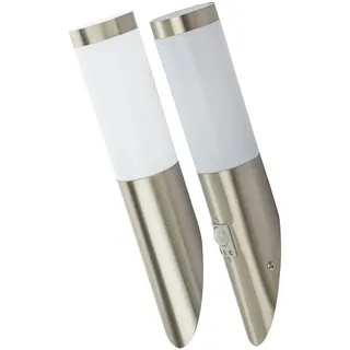 GLOBO Außenwandlampe Edelstahl 7,6 x 39/40,5 cm 2er Set grau