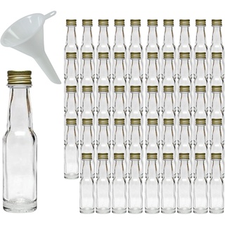mikken 50 Mini Glasflaschen 20 ml mit Schraubverschluss inkl. Trichter
