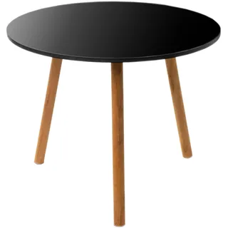 Holz Beistelltisch oval schwarz - 45 x 35 cm - Deko Couchtisch mit 3 Beinen - Sofatisch Kaffeetisch Blumenhocker Pflanzenständer rund