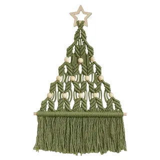 Herfair Weihnachtsdeko Weihnachtsbaum Weihnachtsbaumschmuck Makramee Wandbehang Wandteppiche Gewebte Makramee Wandbehang Deko Wanddeko für Weihnachten Dekor (Grün)