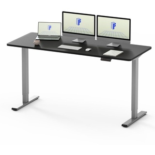 FLEXISPOT EF1 160x80cm Elektrisch Höhenverstellbarer Schreibtisch Schnelle Montage Memory Handsteuerung Sitz-Stehpult für Büro(Schwarze+ graue...