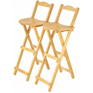 CaitongX Klapphocker aus Bambus mit Rückenlehne – Tragbarer Barstuhl, klappbar für Küche, Theke, Wohnzimmer, Camping, Indoor & Outdoor, ergonomisch (2 Stück)
