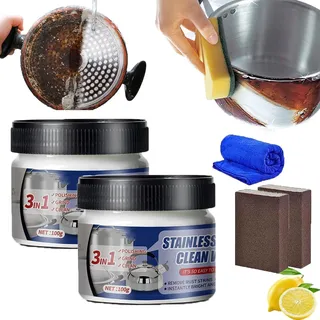 Stainless Steel Clean Wax, Metal Polish Paste, Magical Nano Technology Stainless Steel Cleaning Paste, Stainless Steel Cleaner and Polish for Appliances (2pcs)