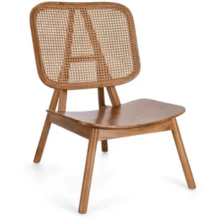 Sessel Yves aus Teakholz und Rattan, skandinavischer Stil, natur, Rückenlehne mit Rattan-Gewebe