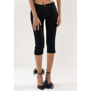 Nina Carter Caprihose Capri Jeans Shorts Stretch Skinny 3/4 Bermuda Kurze Hose Weich (1-tlg) 3204 in Schwarz schwarz XXL (44)