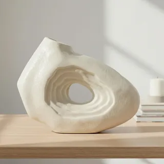 Sunddo Donut-Vase, 17,8 cm, weiße Keramikvase für Moderne Wohnkultur – kleine dekorative Vase im Boho-Stil, für Blumen, Badezimmer, Schreibtisch, Küchentisch, Regal