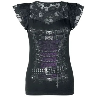 Spiral - Gothic T-Shirt - Waisted Corset - S bis XXL - für Damen - Größe XL - schwarz - XL