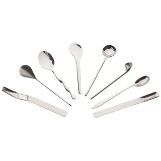 Alessi Il caffè/tè - Set mit 8 Kaffeelöffeln, Edelstahl 18/10 | Set mit acht Kaffeelöffeln, entworfen von acht verschiedenen Architekten, jeder mit einer einzigartigen Form