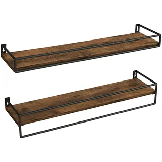 VASAGLE Wandregal, 2er Set, Schweberegal mit Stange, 60 cm breit