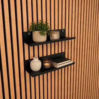 Wandregal Schwarz - Halter für Akustikpaneele - 50 cm Breite - Einfache Installation - Schwarz
